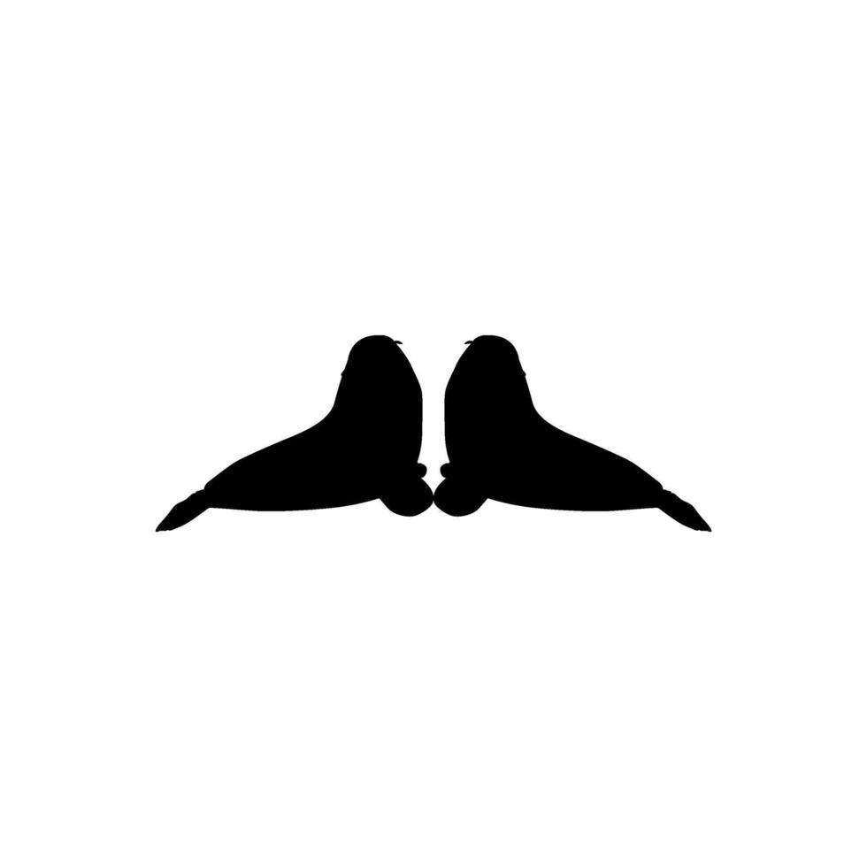 Silhouette or the Pair Pinnipeds or Seals, can use for Logo, Pictogram, Aquatic Animal, Poster, etc. Color and Size Editable vector