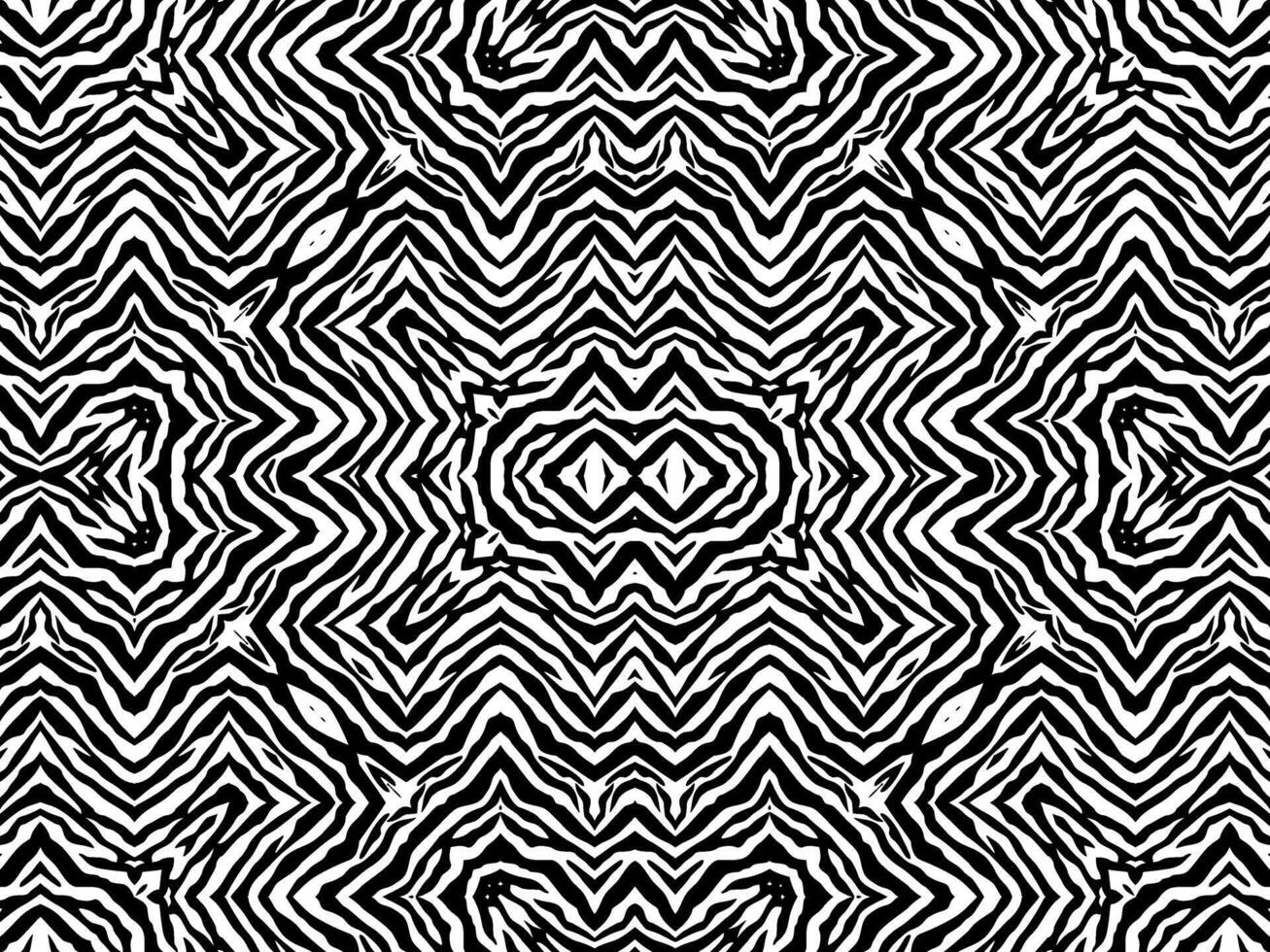 Black-White Stripes Lines Motifs Pattern Inspired by Zebra. Decoration for Interior, Exterior, Carpet, Textile, Garment, Silk, Tile, Paper, Wrapping, Wallpaper, Etc. Flat and Editable vector