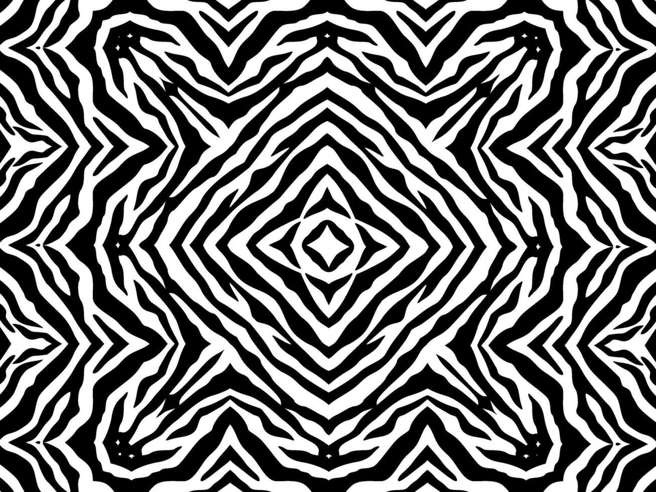 Black-White Stripes Lines Motifs Pattern Inspired by Zebra. Decoration for Interior, Carpet, Textile, Garment, Tile, Plastic, Paper, Wrapping, Wallpaper, Pillow, Etc. Editable vector