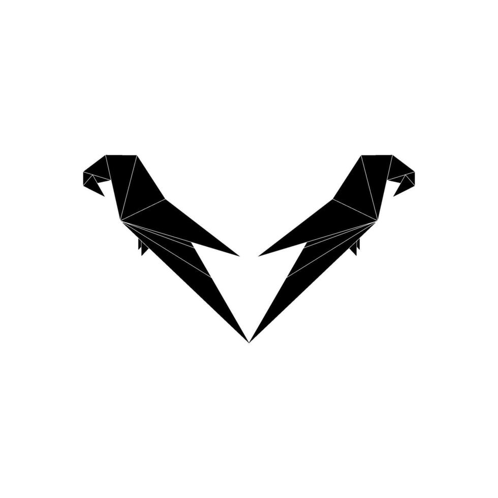 Pair of the Macaw, Ara, Parrot Shape Inspired by Origami Form, can use for Logo, Pictogram, Bird Figure, Website, Apps, etc. Editable vector