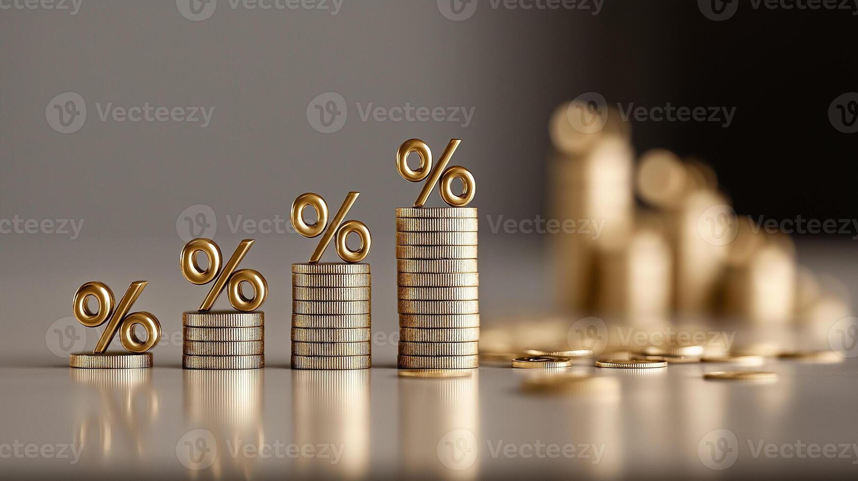 Bank interest rates concept showing investment-based returns, capital growth by percentage, inflation-driven rate increases, and financial expansion through interest and economic shifts. photo
