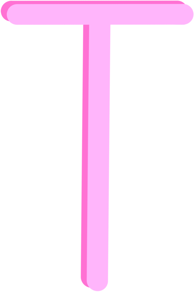 Lovely pink color and style of english alphabet capital letter T. png