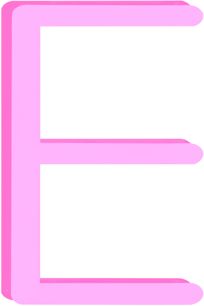 Lovely pink color and style of english alphabet capital letter E. png