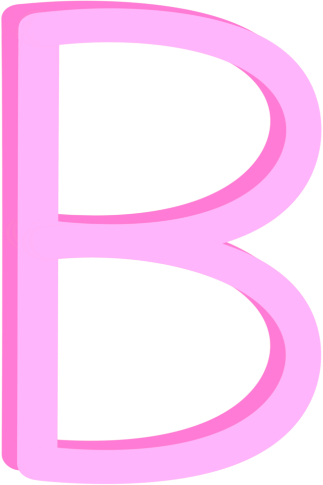 Lovely pink color and style of english alphabet capital letter B. png