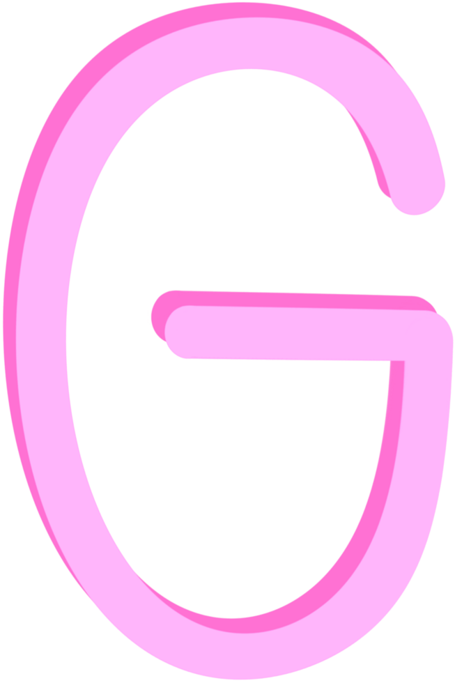 Lovely pink color and style of english alphabet capital letter G. png