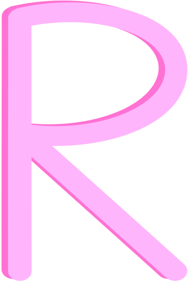 Lovely pink color and style of english alphabet capital letter R. png
