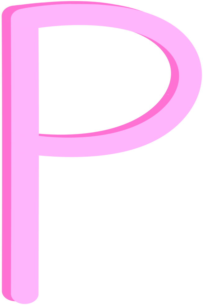 Lovely pink color and style of english alphabet capital letter P. png