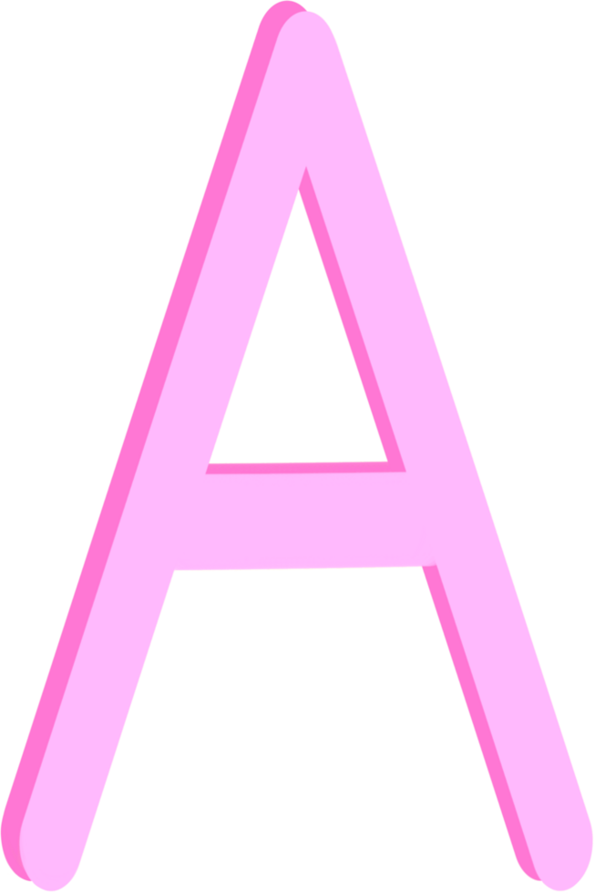 Lovely pink color and style of english alphabet capital letter A. png