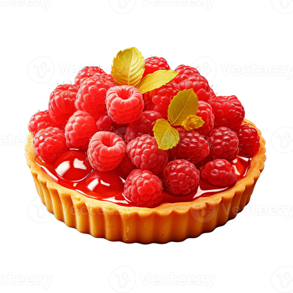 Tartelet with fruits on a transparent background, raspberry png