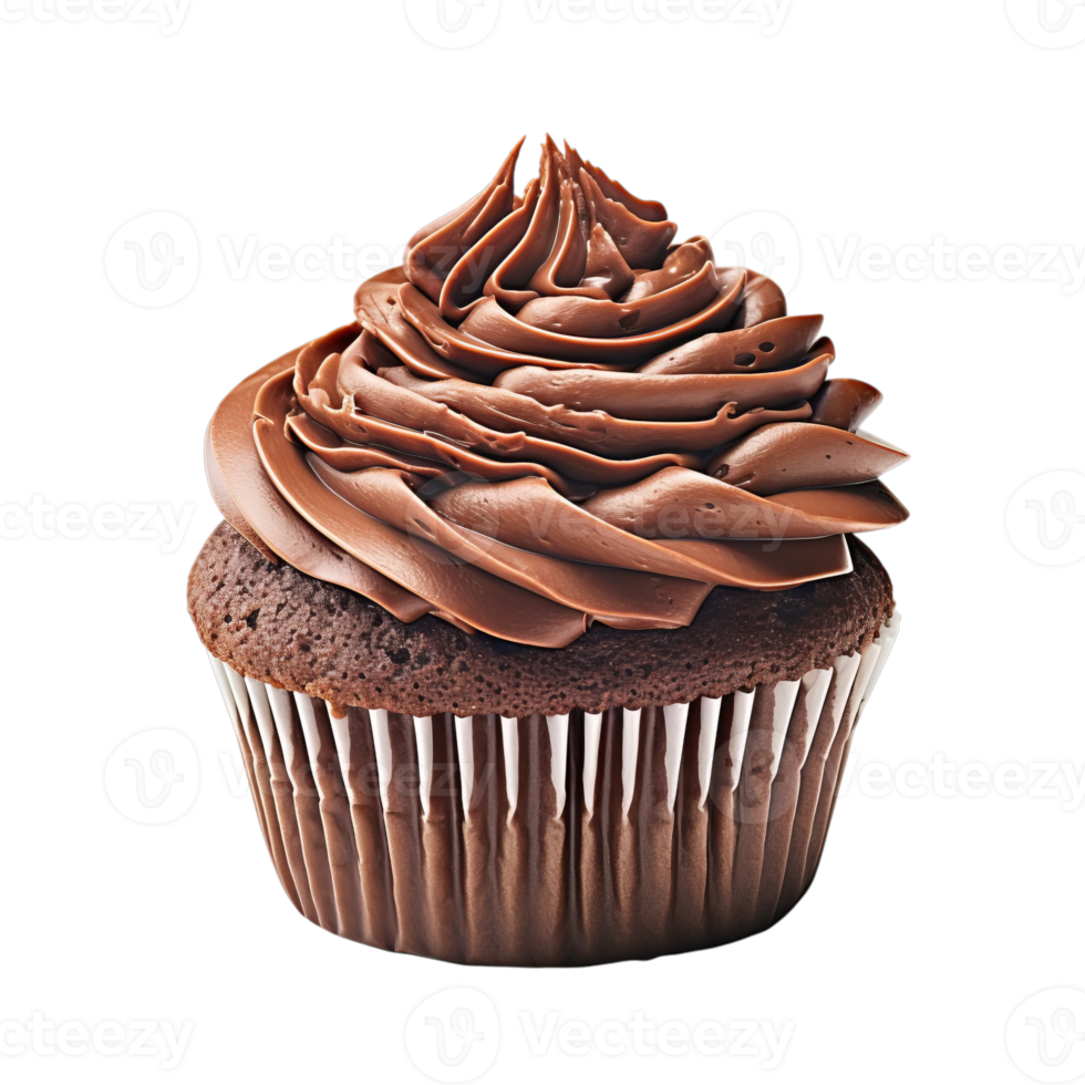 Cupcake with cream on a transparent background, chocolate png