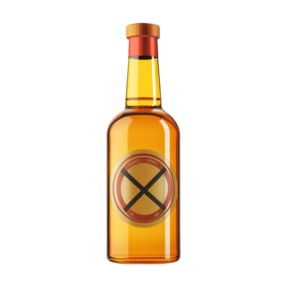 Bottle of Alcohol with No Alcohol Sign png