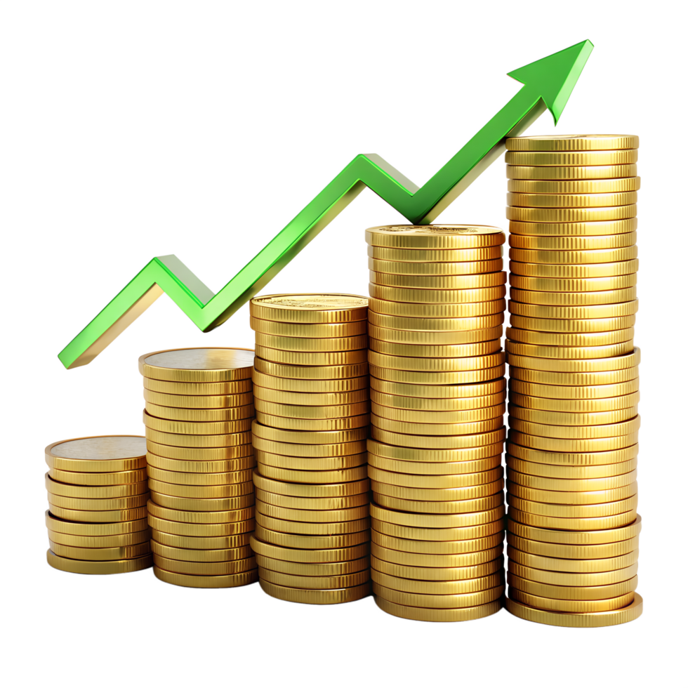 Gold coin money, Stack of gold coin money, Gold coin silhouette isolated on transparent backdrop png
