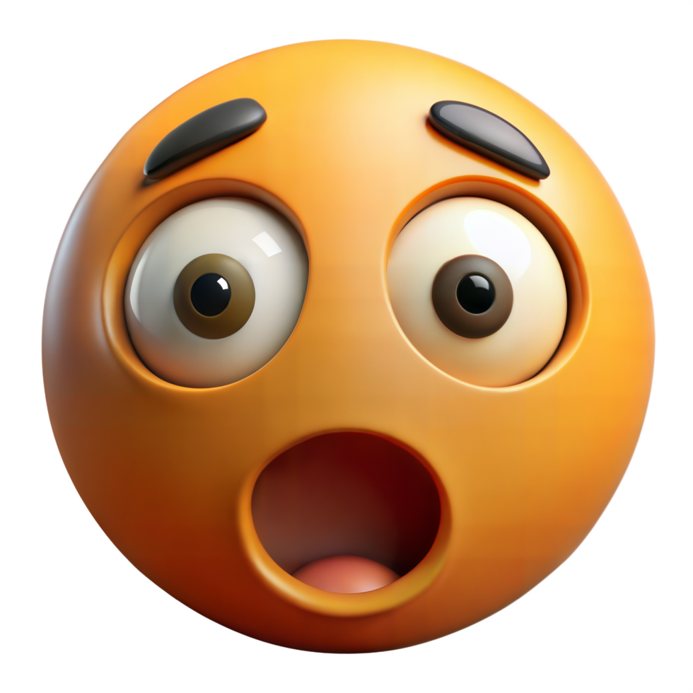 3d emoji shocked face isolated transparent background png