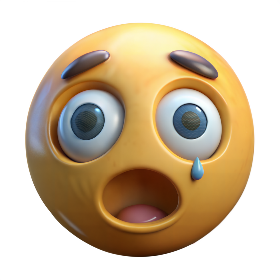 3d emoji shocked face on isolated transparent background png