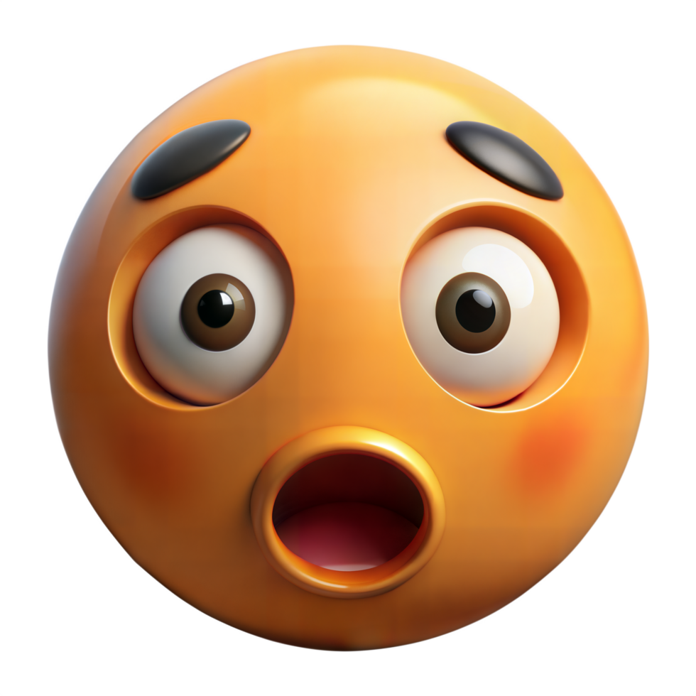 3d emoji shocked face on transparent background png