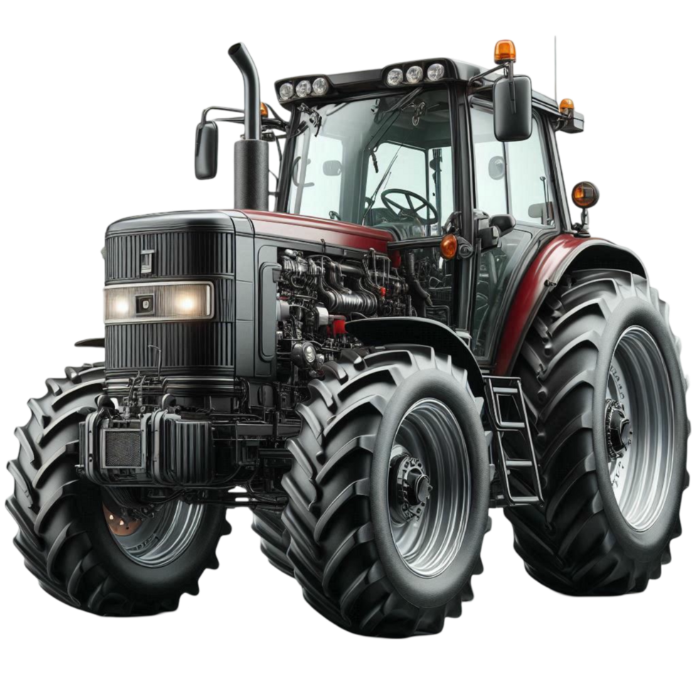 Modern Red and Black Tractor on Transparent png