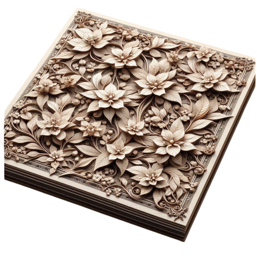 Intricately Carved Floral Notebook Cover png