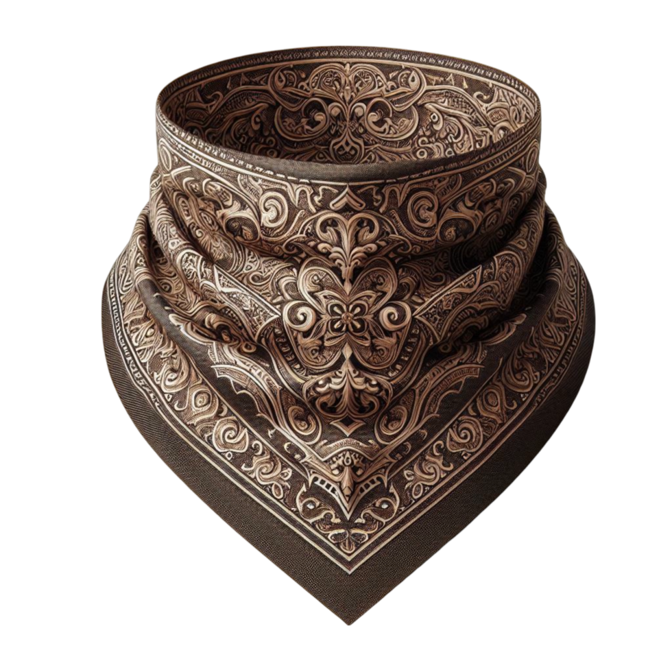 Brown Paisley Bandana Rolled View png