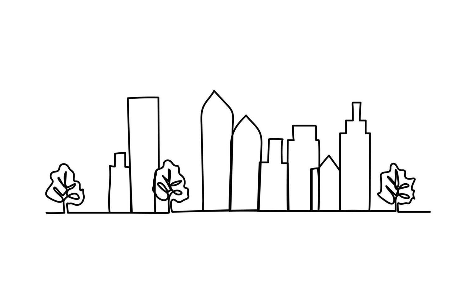 A village with four houses city town oneline drawing vector