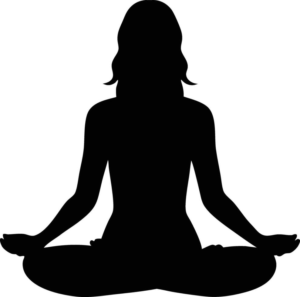 Silhouette of Woman in Lotus Yoga Pose Black and White Meditation Art for Wellness and Balance vector
