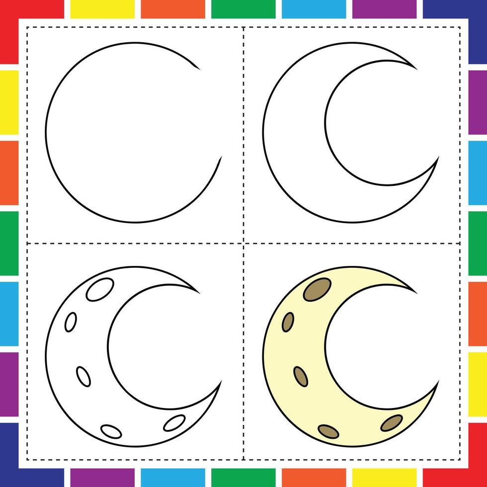 A set of four pictures of the moon and the crescent vector