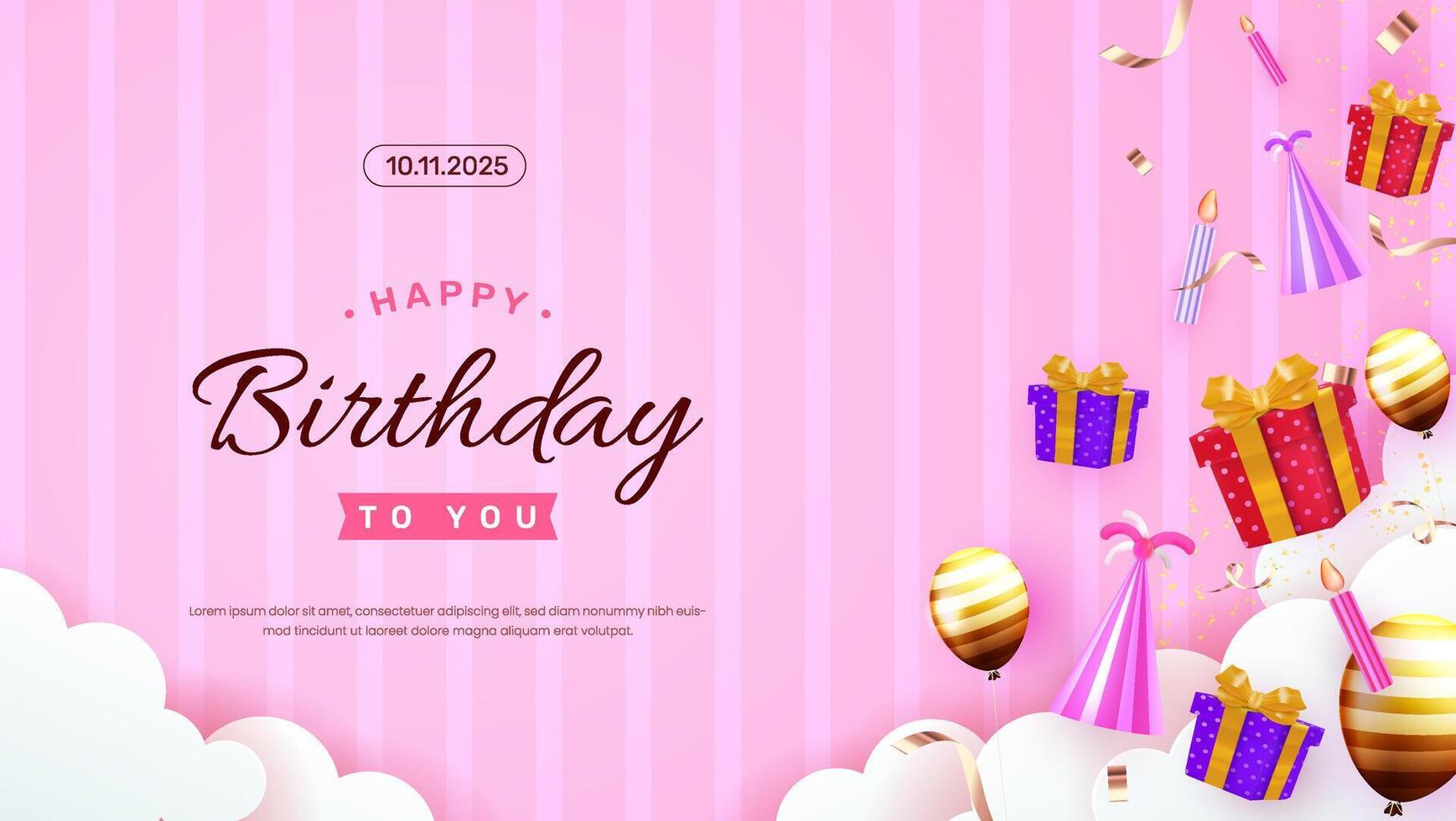 Colorful Birthday Celebration Background with Gifts, Balloons, and Party Decorations vector