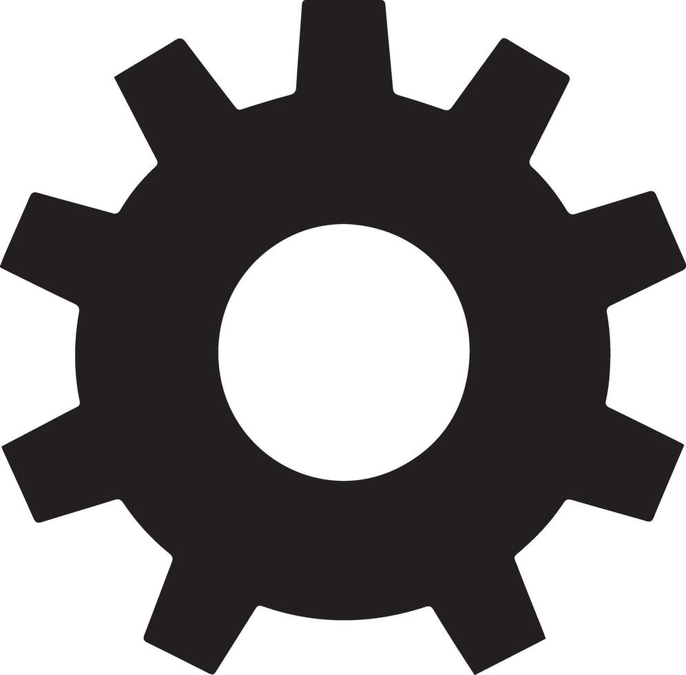 Black gear wheel icons on white background - stock minimal flat illustration. Setting symbol. Cogwheel vector