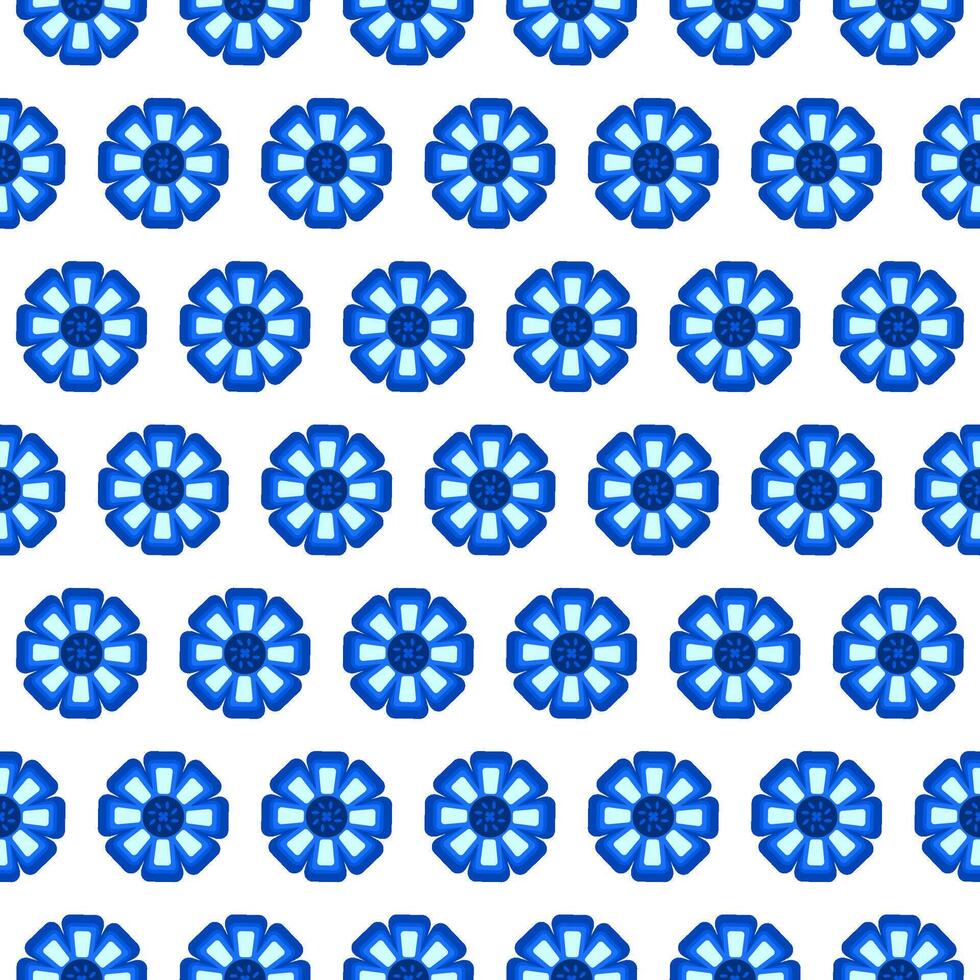 A seamless blue tile-inspired floral pattern, ideal for prints, textiles, wallpapers, and decorative backgrounds vector