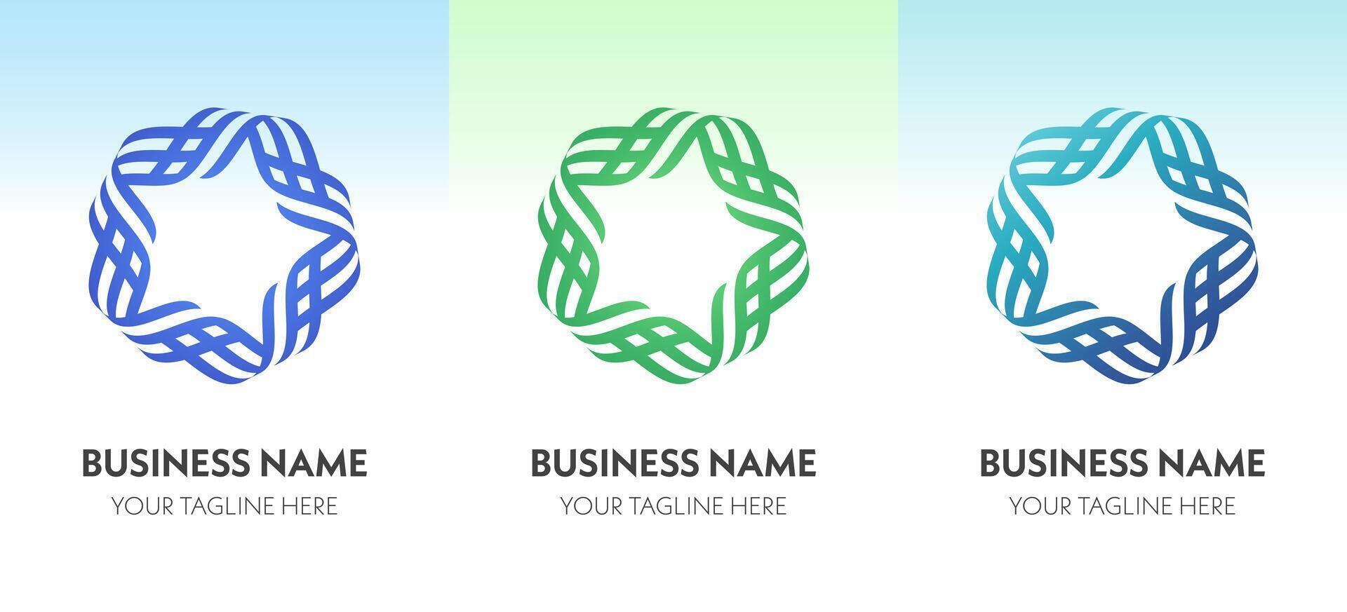 Minimal and modern abstract logo set in circular ribbon shapes, perfect for branding, corporate identity, and creative agencies. vector