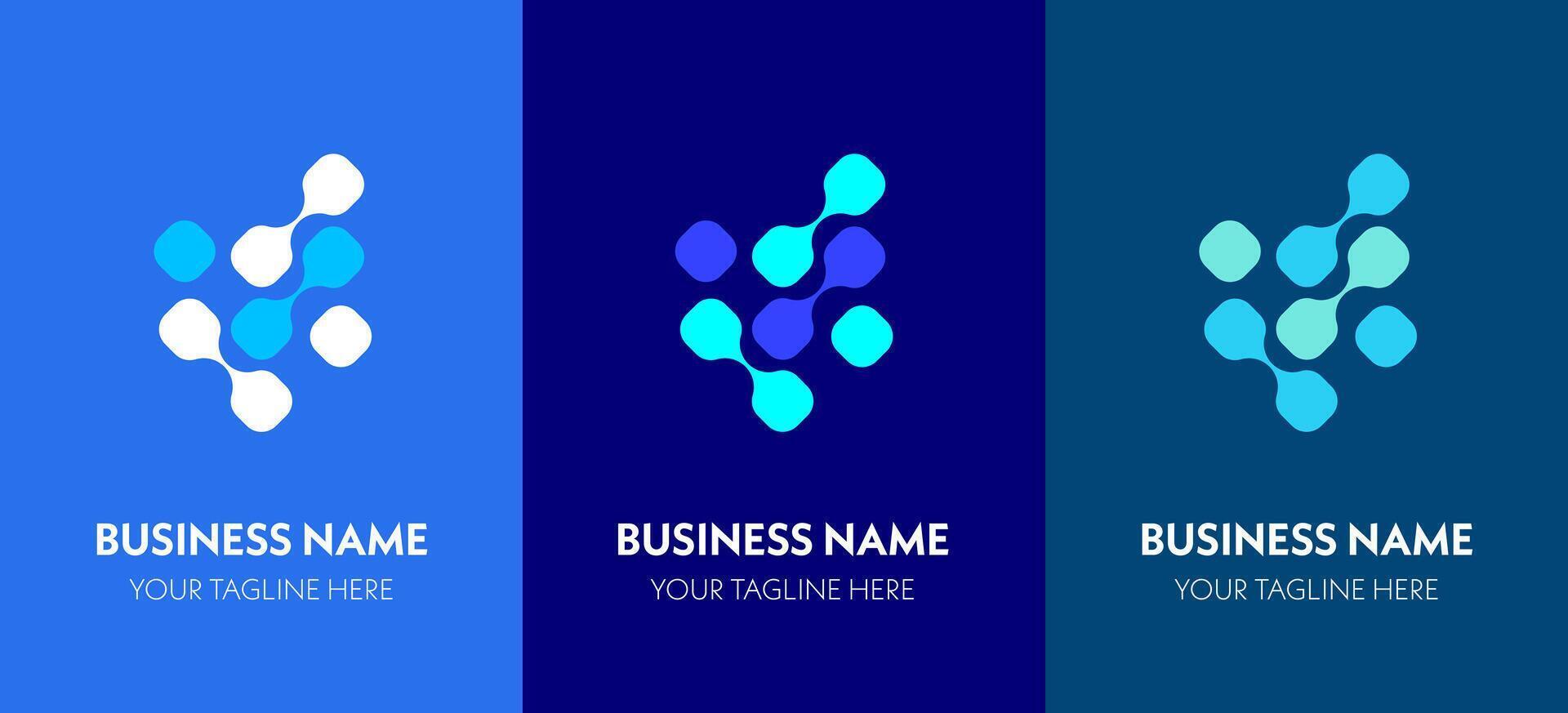 Tech-inspired logo designs featuring hexagonal dot clusters. Great for digital, science, or molecular branding needs. vector