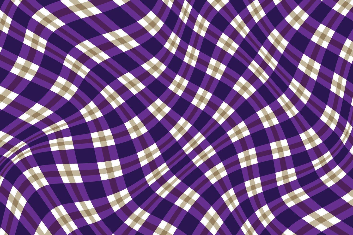 simple abstract dark purple brown color diagonal plaid check wavy distort pattern distorted purple and white plaid texture vector