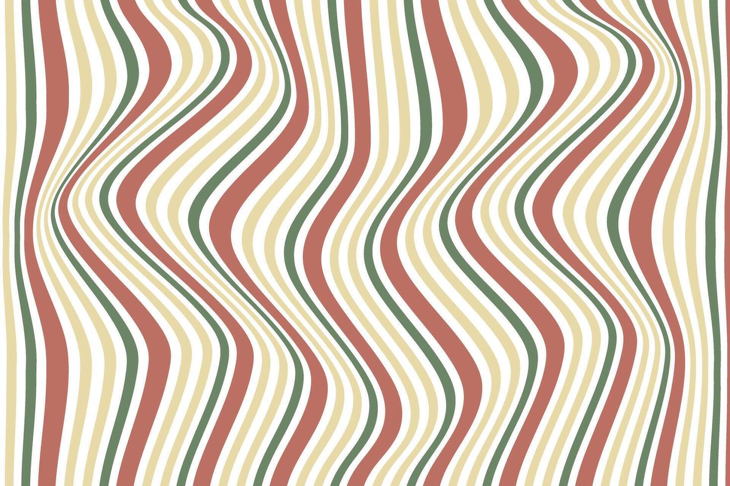 simple abstract brown cream green color vertical wavy line pattern warped and wavy striped pattern with a retro color scheme vector