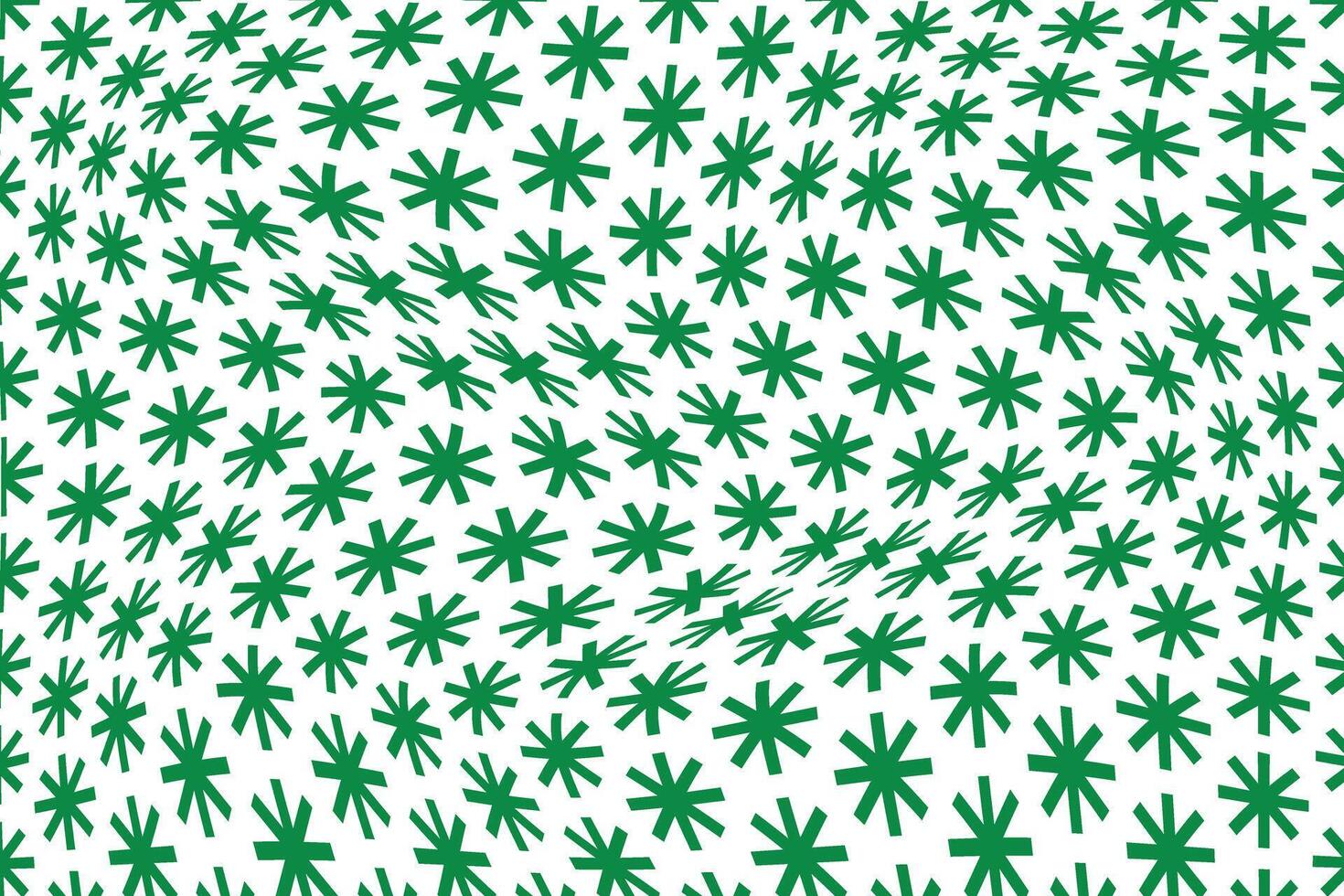 simple abstract green color creative geometric small sunburst wavy pattern green snowflake field on white surface vector