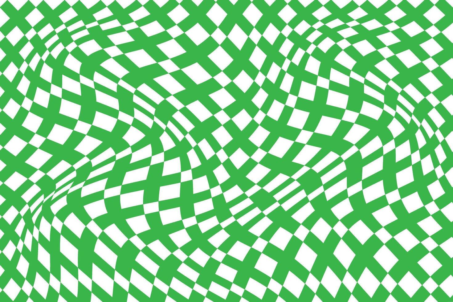 simple abstract green color creative geometric wavy distort pattern warped green grid illusion vector