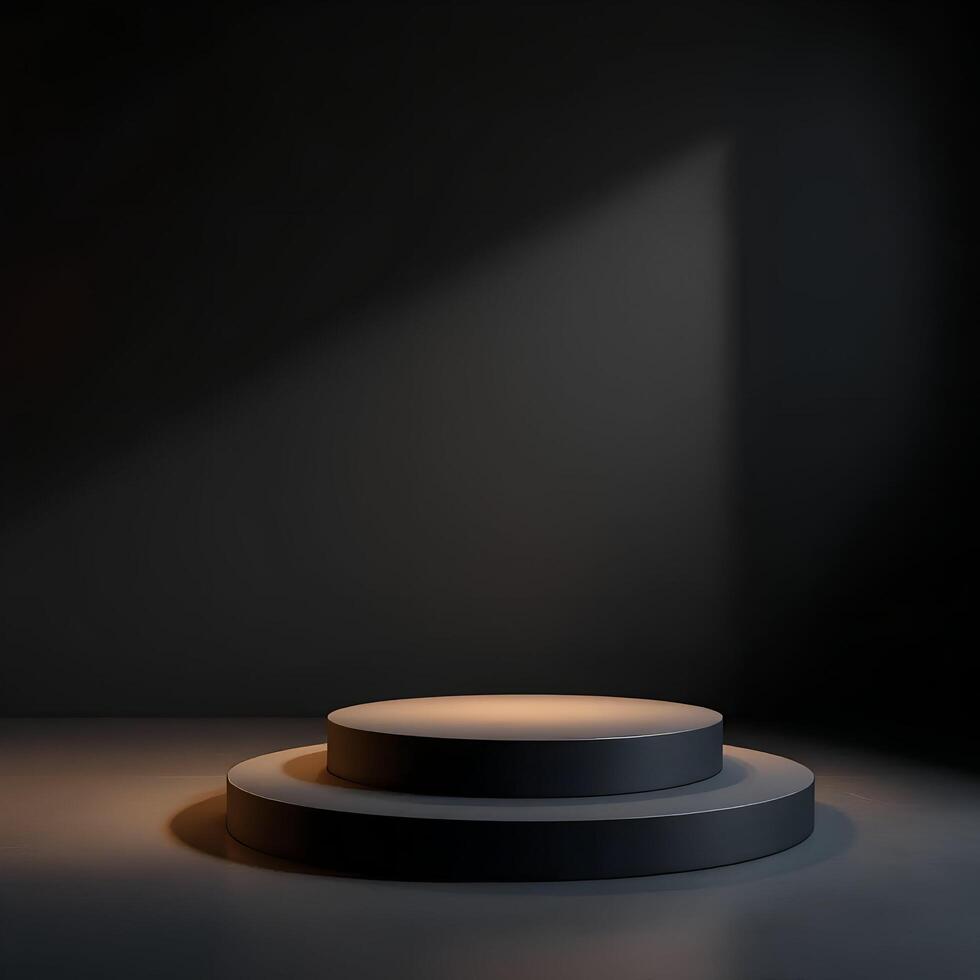 An empty podium in a dark room photo