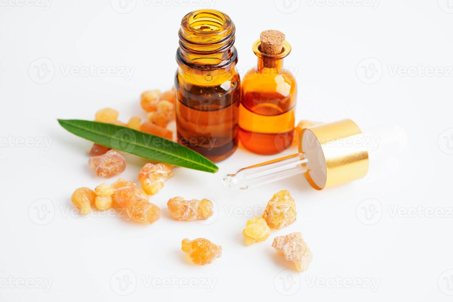 Frankincense or olibanum aromatic resin isolated on white background used in incense photo