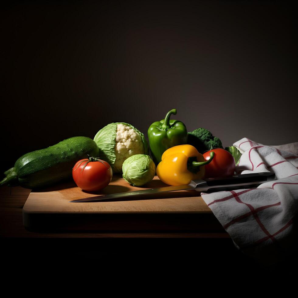A wooden cutting board photo