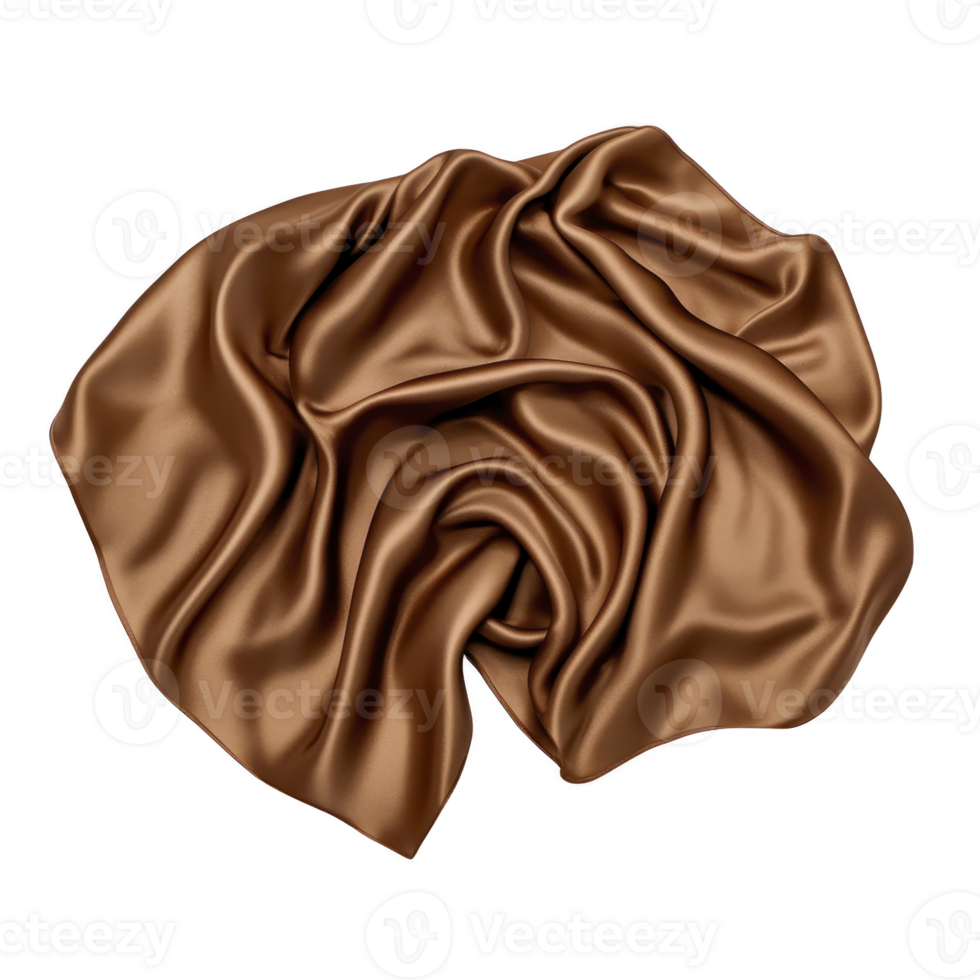 A luxurious, crumpled brown silk fabric with smooth, shiny texture creates elegant and sophisticated appearance. rich color and soft folds evoke sense of warmth and comfort png