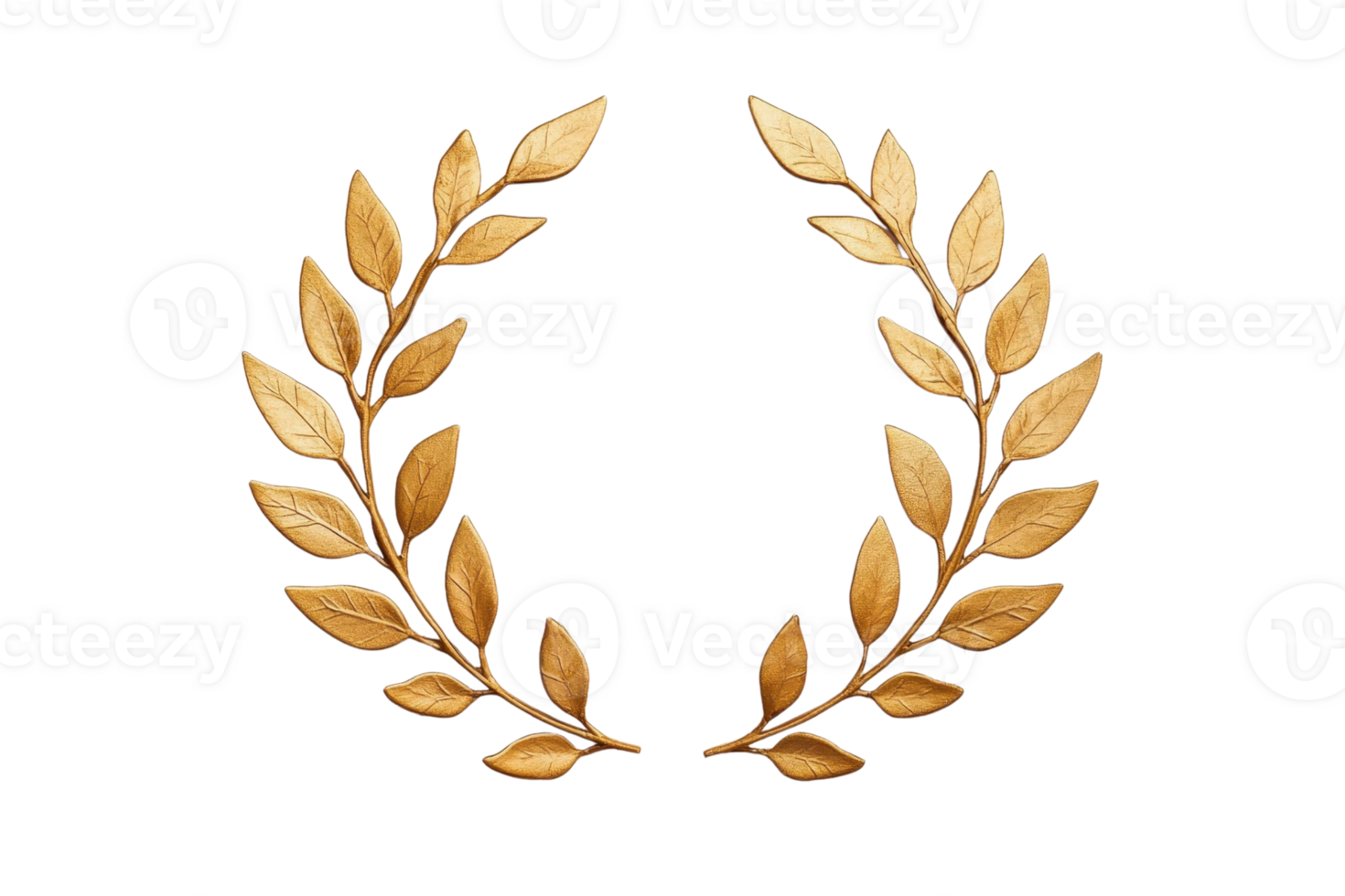 A Golden laurel wreath symbolizing victory and achievement, with detailed leaves and symmetrical design png