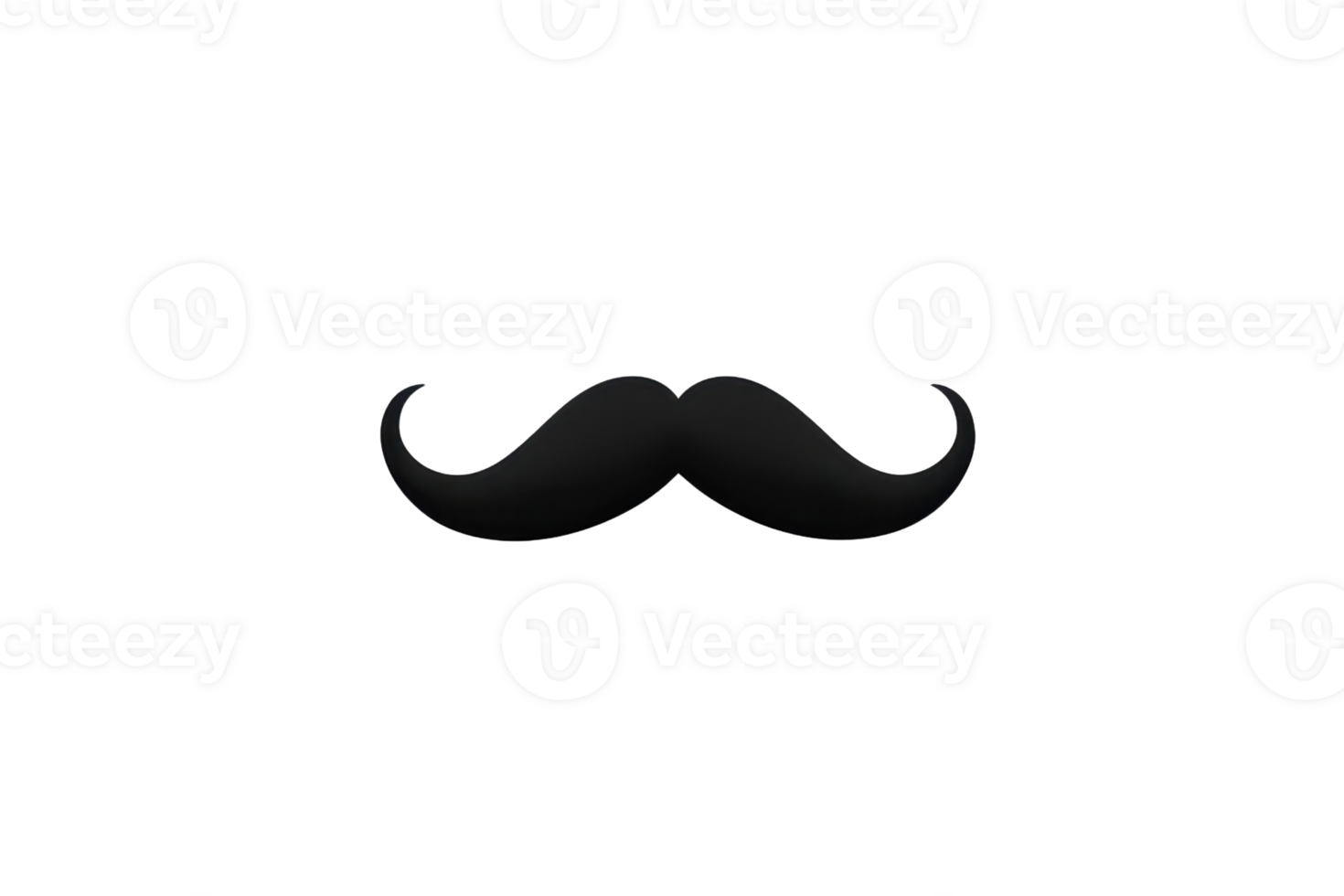 A classic black mustache silhouette on transparency background, evoking vintage and playful style. simple design is iconic and often associated with humor and nostalgia png