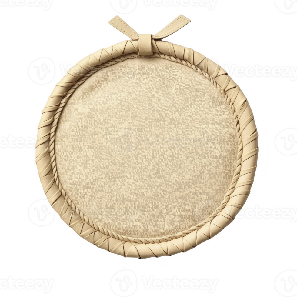 A round, beige leather handbag with braided handle and bow accent exudes elegance and simplicity. smooth texture and neutral color make it versatile accessory for various outfits png