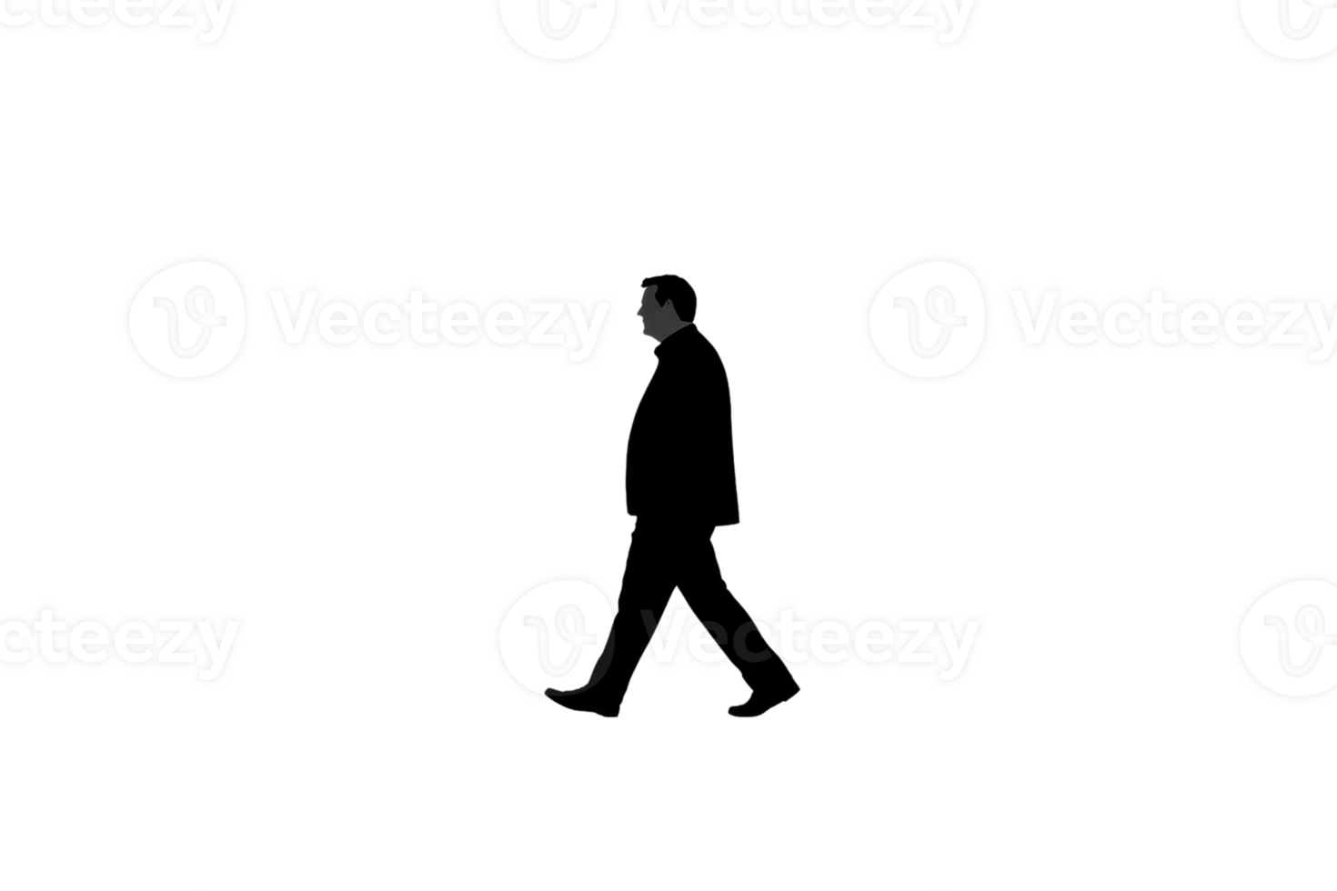 A silhouette of man walking against plain background, conveying sense of movement and simplicity. image captures profile of figure in minimalist style png