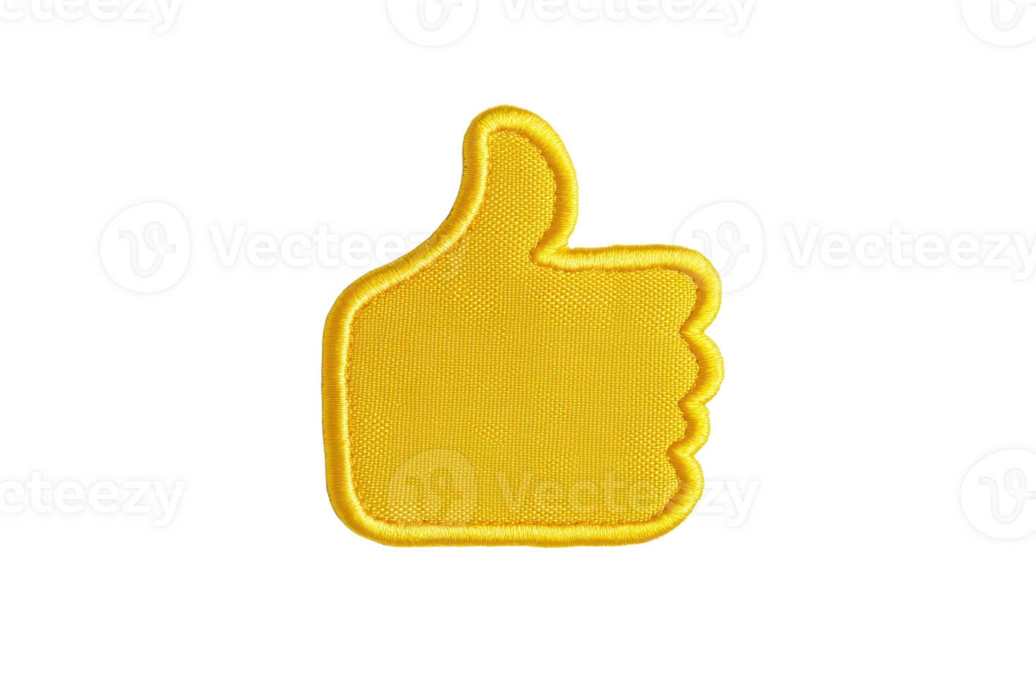 A Thumbs up emoji patch with yellow embroidery transparency background, symbolizing approval or agreement. patch has simple design, making it suitable for various applications like clothing or png