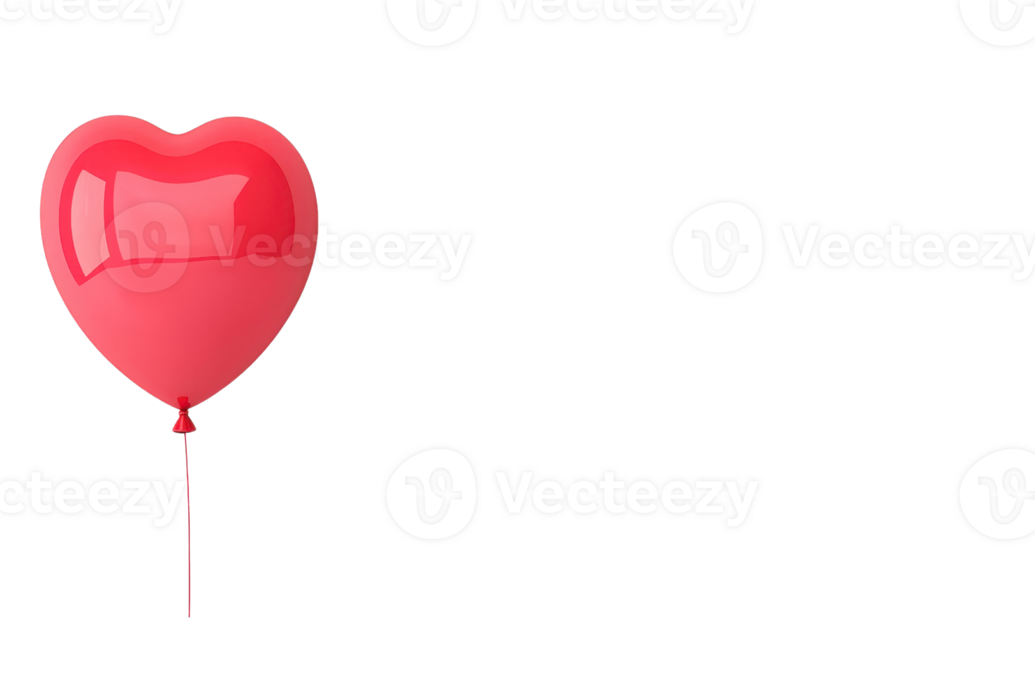 A vibrant red heart shaped balloon floats against plain background, symbolizing love and celebration. glossy surface reflects light, adding cheerful and festive touch to any occasion png