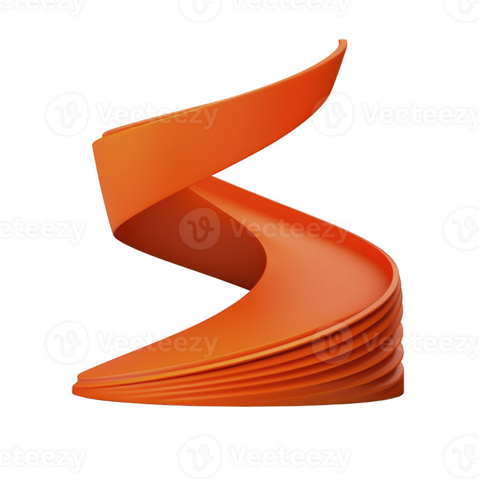 A This features dynamic, abstract orange spiral sculpture with smooth, glossy finish. design is modern and artistic, evoking sense of movement and creativity png