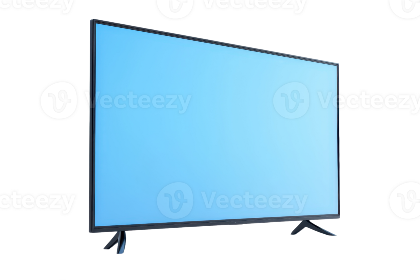 A modern flat screen television with sleek design and blue display, set on minimalist stand, perfect for contemporary living spaces png