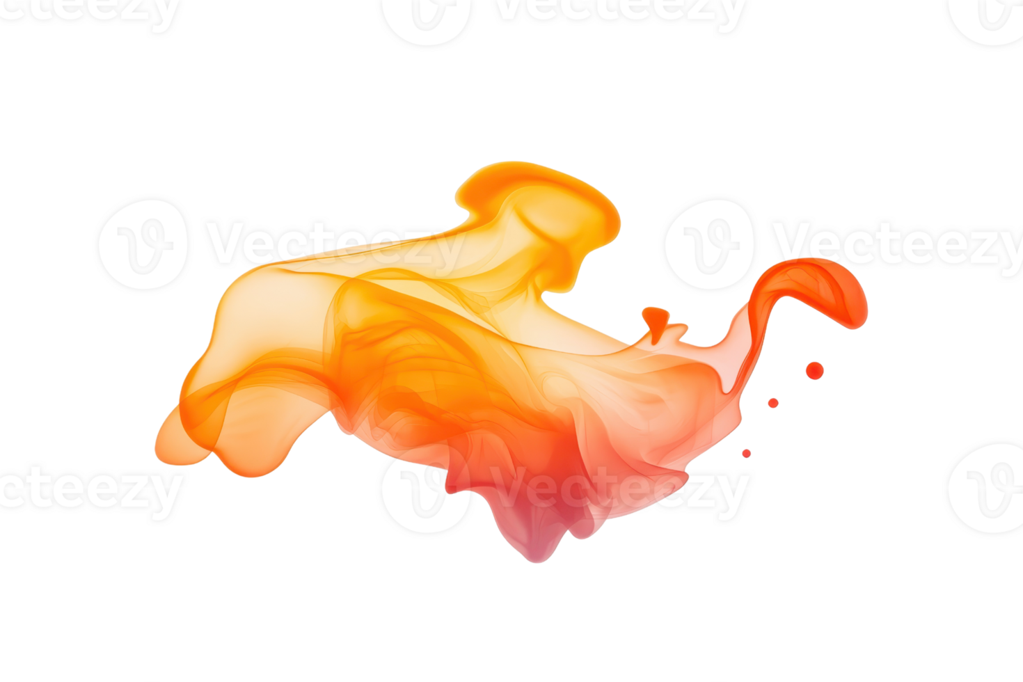 A vibrant swirl of orange and red abstract smoke artfully flows against transparency background, creating dynamic and fluid visual effect png