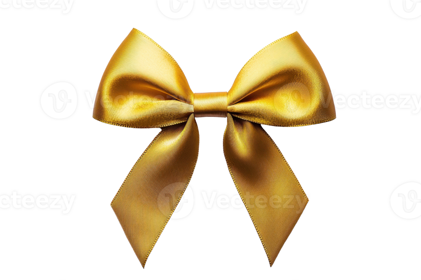 A shiny golden bow with smooth texture, perfect for gift wrapping or decoration, isolated on transparency background png