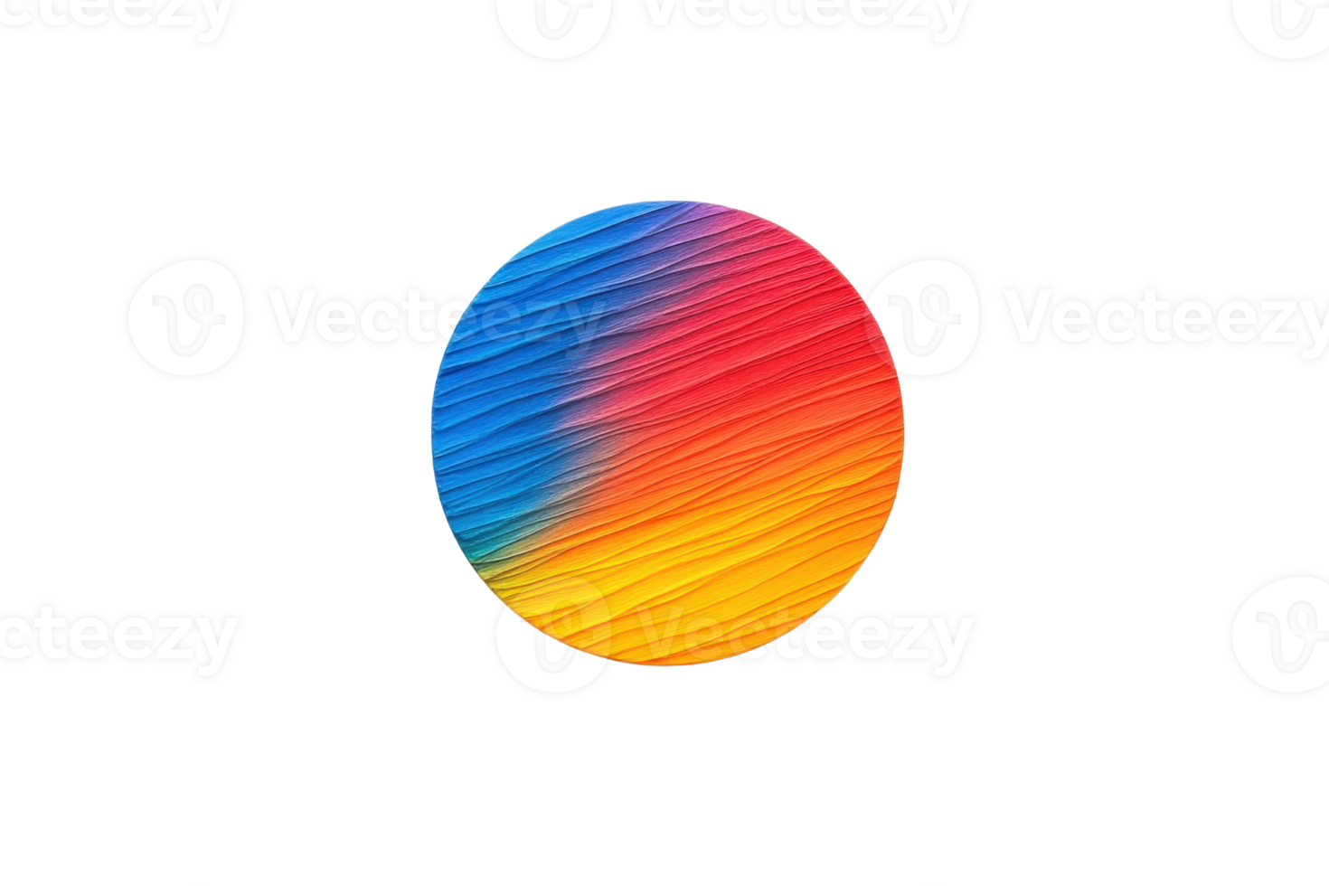 A vibrant circular design features gradient of blue, red, and yellow hues with textured pattern, creating dynamic and colorful visual effect png