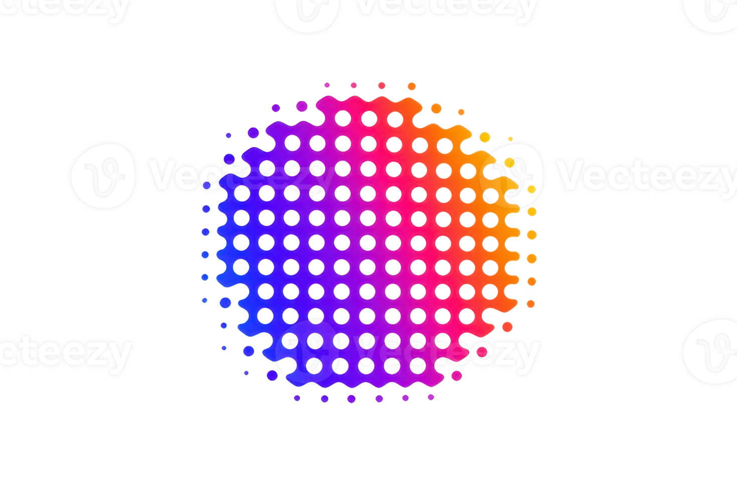 A vibrant, circular gradient design with honeycomb pattern, featuring spectrum of colors from purple to orange, creating dynamic and modern visual effect png